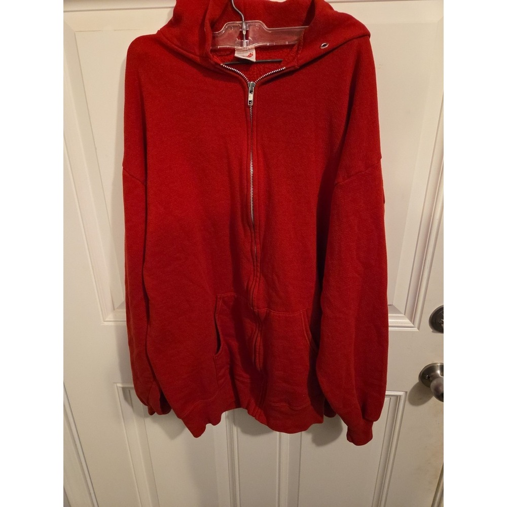 Vintage 90s Jerzees Red Hooded‎ Sweatshirt Size 2x